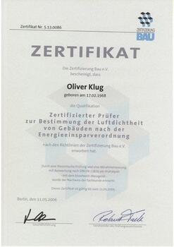 Luftdichtheitsprüfer 2006 - 2009 - Oliver Klug